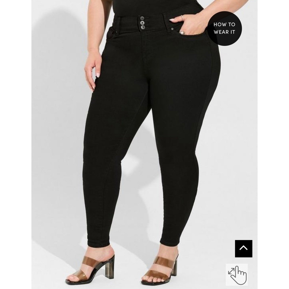 Torrid 18S Super Stretch High Rise Jeggings Black Skinny Jeans‎ Short - Picture 4 of 7